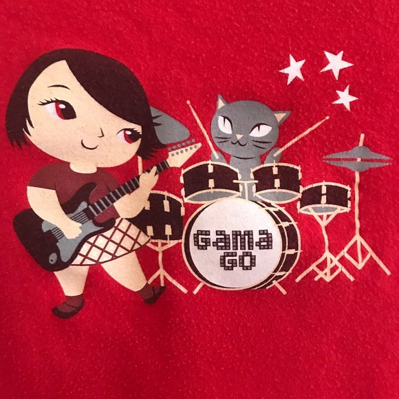 Gama-Go Tops - Vintage Collectible Gama-Go Girl Cat Band T-Shirt